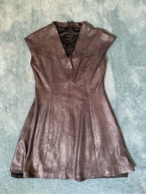 C. Luce Metallic Gray Fit & Flare Dress